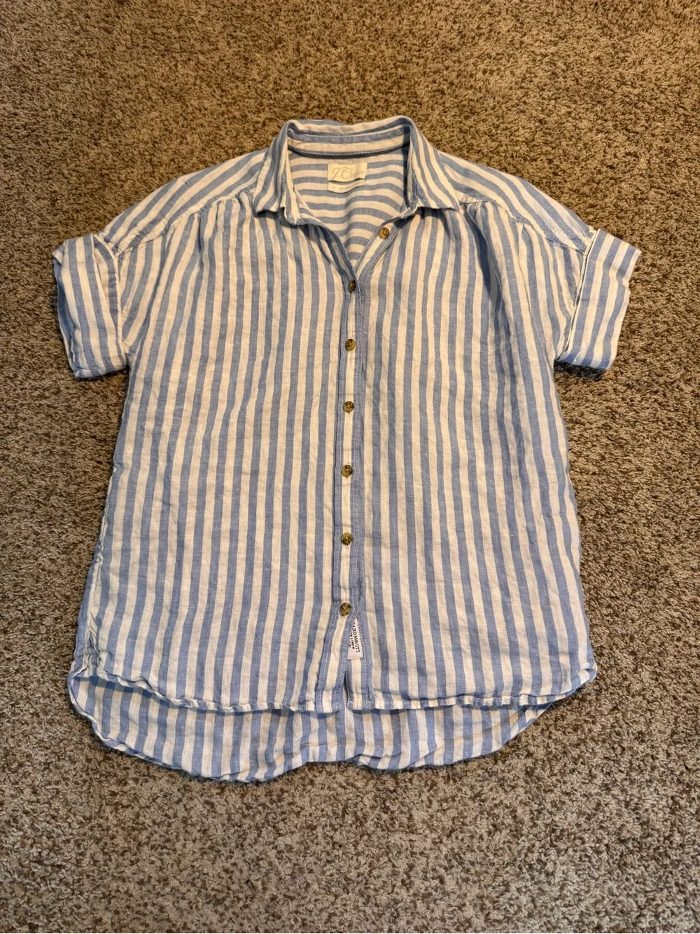 J. Crew Relaxed-fit short-sleeve Baird McNutt Irish linen shirt in stripe - XS